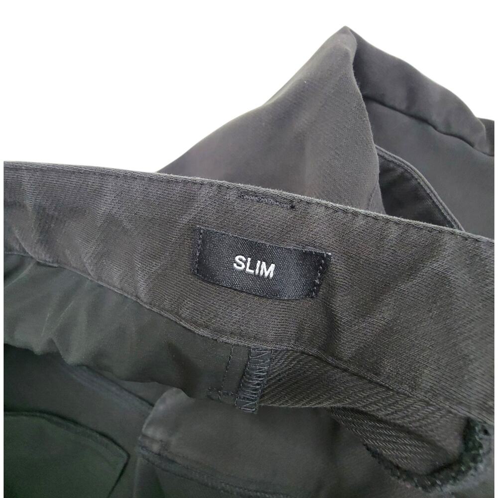 True Classic Mens Size 36x28 Slim Fit Black Chino Pants Stretch Zip Pocket - Picture 5 of 12